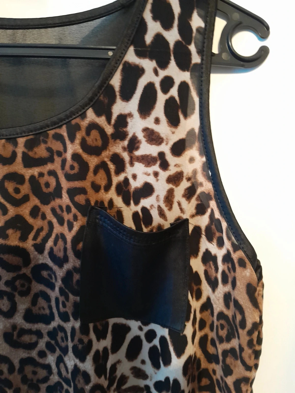 Vestido negro con estampado de leopardo, Talla 40/42 – photo 4